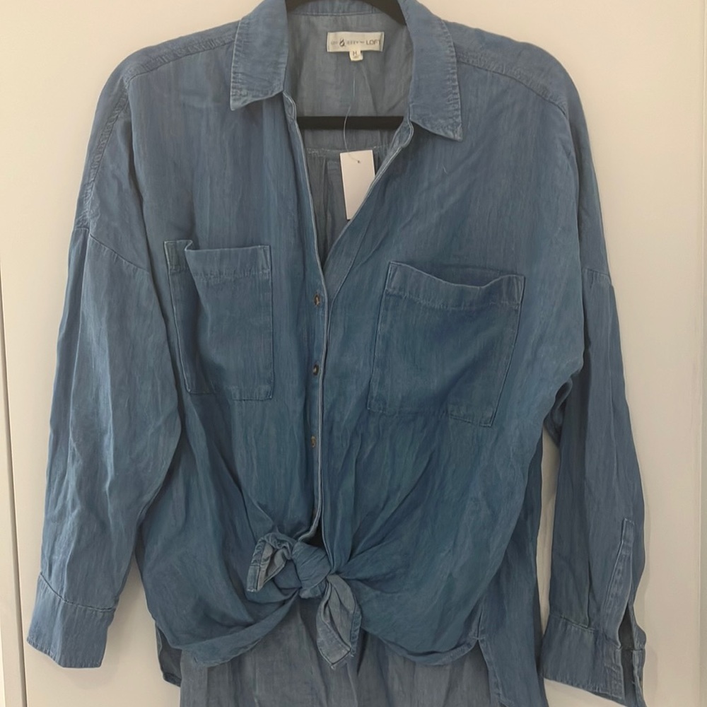 2/$40 LOU& GREY Chambray Jean Blouse